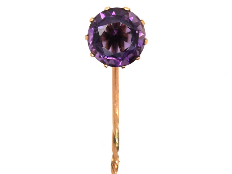 Edwardian 9ct Gold & Amethyst Tie Pin