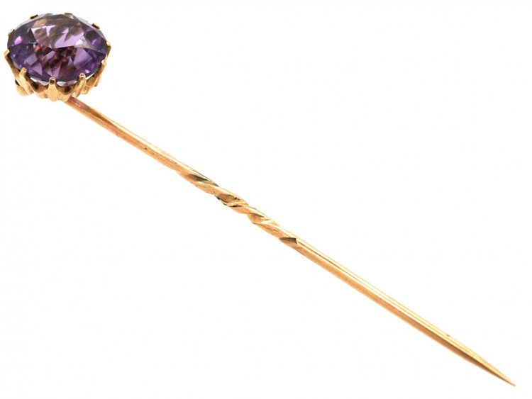 Edwardian 9ct Gold & Amethyst Tie Pin