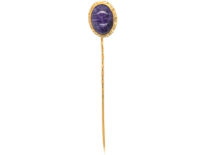 Edwardian 9ct Gold & Cabochon Amethyst Tie Pin