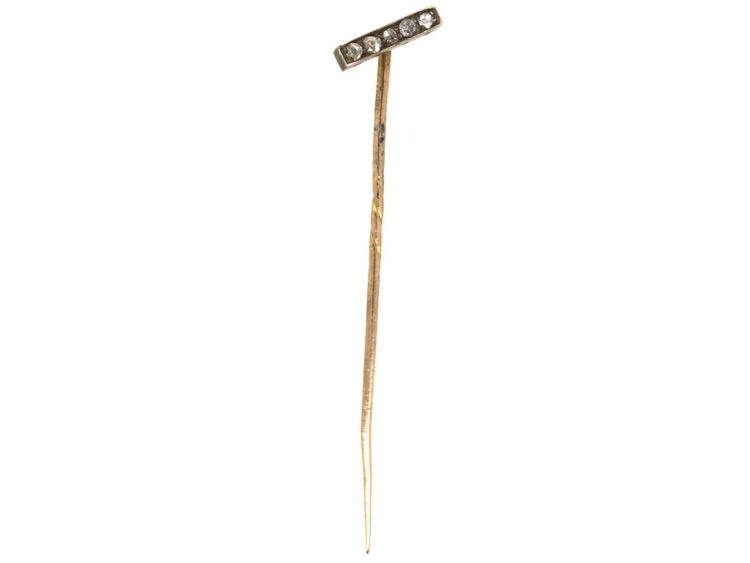 Art Deco Platinum & Rose Diamond Line Tie Pin
