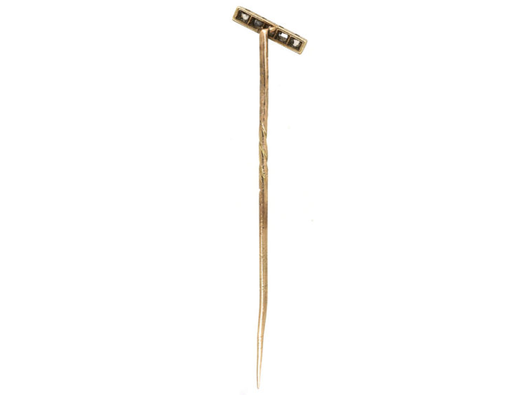Art Deco Platinum & Rose Diamond Line Tie Pin