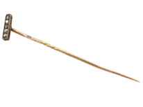 Art Deco Platinum & Rose Diamond Line Tie Pin