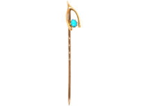 Edwardian 15ct Gold Wishbone Tie Pin Set With Turquoise