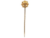 Edwardian 9ct Gold Tie Pin Set with a Garnet