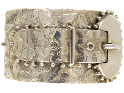 Victorian Wide Silver Engraved Buckle Bangle