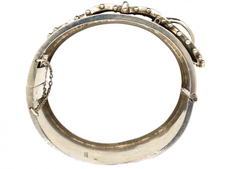 Victorian Wide Silver Engraved Buckle Bangle