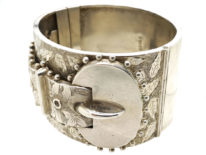 Victorian Wide Silver Engraved Buckle Bangle