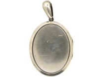 Victorian Silver Oval Shaped Locket With Bird in Bough Motif