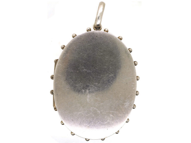 Victorian Silver & Gold Overlay Oval Shaped Locket With Flowers Motif