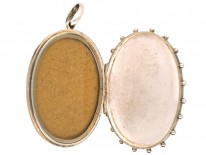 Victorian Silver & Gold Overlay Oval Shaped Locket With Flowers Motif