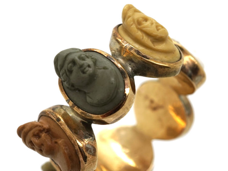 Georgian Grand Tour Ring of Carved Lava Heads