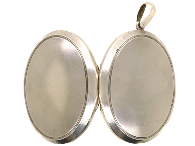 Victorian Large Oval Silver Plain Locket