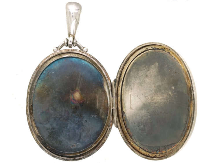 Victorian Silver & Two Colour Gold Overlay Locket With Flower Motif