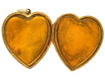Edwardian 9ct Gold Engraved Heart Shaped Locket