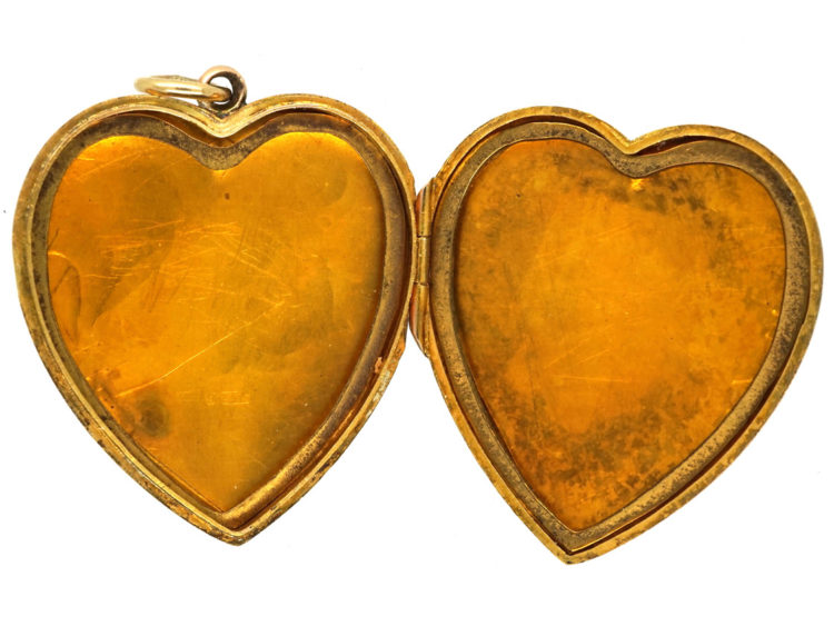 Edwardian 9ct Gold Engraved Heart Shaped Locket