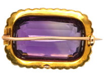 Edwardian 15ct Amethyst & Natural Split Pearl Brooch in Original Case