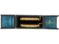 Victorian Matched Pair of 15ct Gold Bangle Set With Coral & Natural Split Pearls in Their Original Case