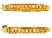 Victorian Matched Pair of 15ct Gold Bangle Set With Coral & Natural Split Pearls in Their Original Case