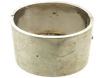 Victorian Wide Silver Bangle With Engraved Song Birds