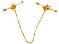 Edwardian 15ct Gold Pair of Tortoise's Brooches in Original Case