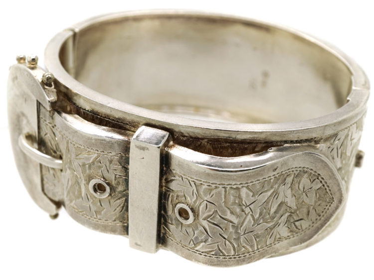 Victorian Silver Engraved Buckle Bangle