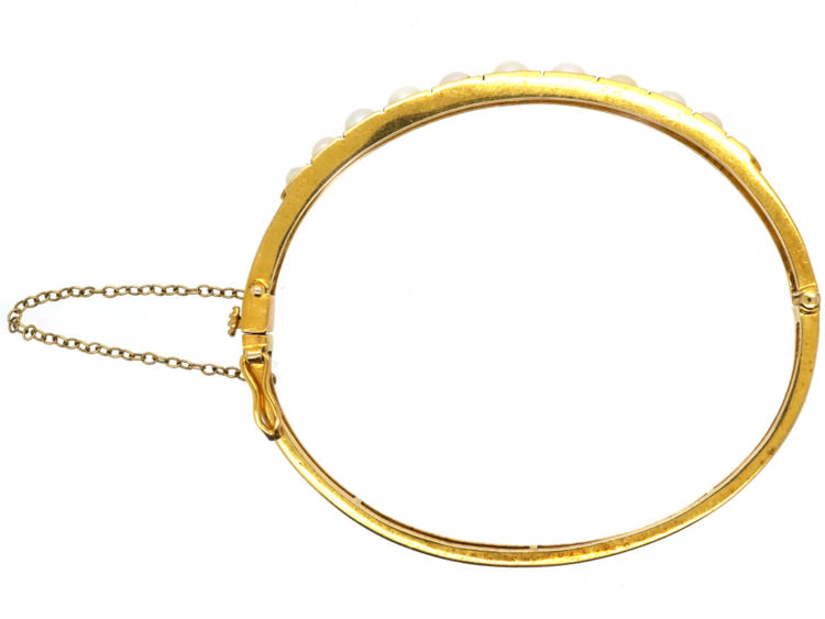 Edwardian 9ct Gold Bangle Set With Natural Split Pearls