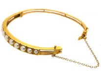 Edwardian 9ct Gold Bangle Set With Natural Split Pearls