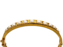 Edwardian 9ct Gold Bangle Set With Natural Split Pearls