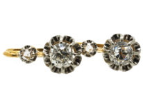 French 18ct Gold Diamond Set Drop Earrings