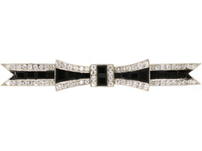 Art Deco Diamond & Onyx Bow Brooch Art Deco Diamond & Onyx Bow Brooch