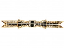 Art Deco Diamond & Onyx Bow Brooch