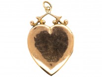 Edwardian 9ct Gold Back & Front Heart Shaped Locket With Flower Motif