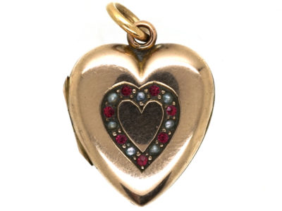 Edwardian Heart Within a Heart 9ct Gold Back & Front Locket