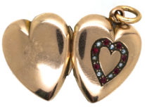 Edwardian Heart Within a Heart 9ct Gold Back & Front Locket