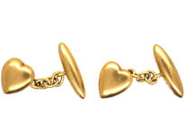 Edwardian 18ct Gold Heart Cufflinks