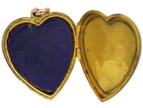 Edwardian 9ct Gold Heart Locket With a Flower Motif Set With Paste