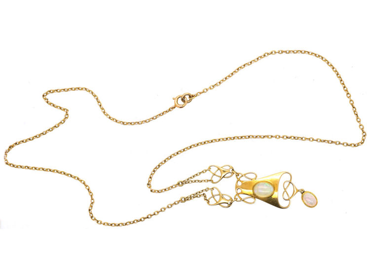 Art Nouveau 15ct Gold Necklace Set With Opals by Murrle Bennett & Co