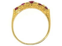 Victorian 18ct Gold Five Stone Natural Burma Ruby Ring