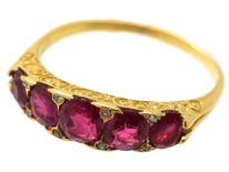 Victorian 18ct Gold Five Stone Natural Burma Ruby Ring