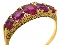 Victorian 18ct Gold Five Stone Natural Burma Ruby Ring