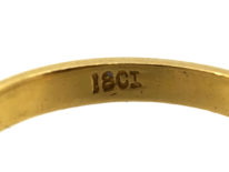 Victorian 18ct Gold, Carved Half Hoop Sapphire & Diamond Three Stone Ring