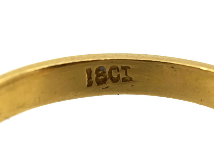 Victorian 18ct Gold, Carved Half Hoop Sapphire & Diamond Three Stone Ring