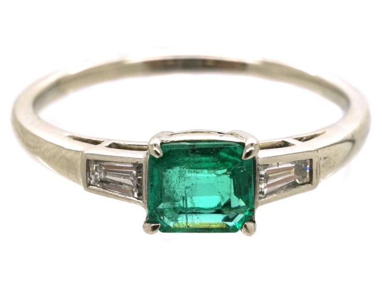 Platinum, Emerald & Diamond Ring