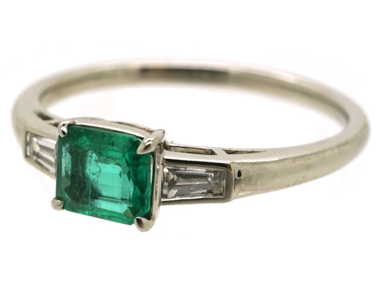 Platinum, Emerald & Diamond Ring