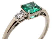 Platinum, Emerald & Diamond Ring