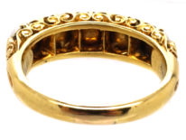 Victorian 18ct Gold, Carved Half Hoop Ring Set With Natural Split Pearls