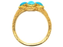 Georgian 18ct Gold Memorial Ring Set With Turquoise