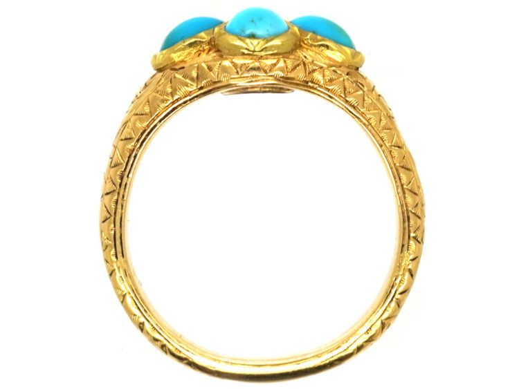 Georgian 18ct Gold Memorial Ring Set With Turquoise