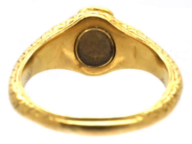 Georgian 18ct Gold Memorial Ring Set With Turquoise