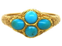 Georgian 18ct Gold Memorial Ring Set With Turquoise